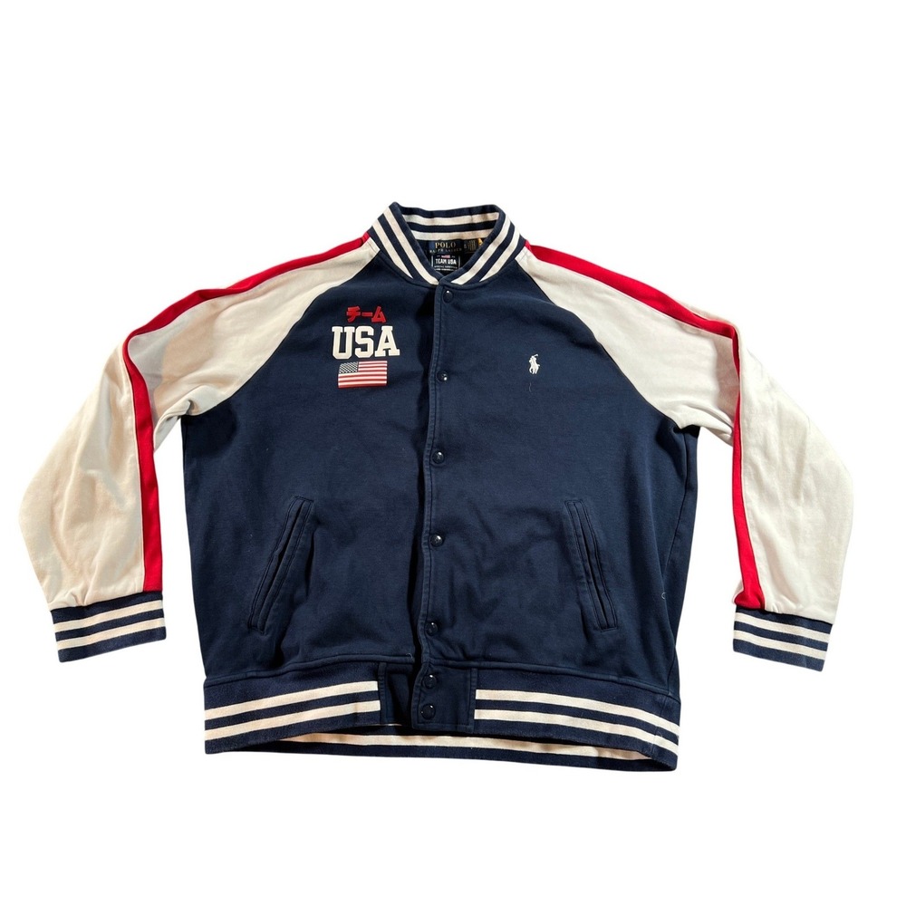 Polo Ralph Lauren Varsity Jacket Mens XL Navy Team USA Olympic Tokyo 2020 Bomber